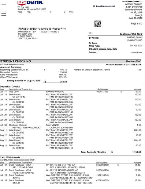 Pnc Bank Statement Template
